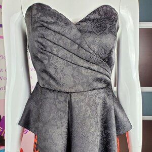 Women's Floral Black Print Strapless Top